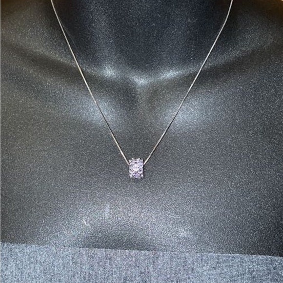 Solid 14K White Gold Tanzanite Bead Pendant Charm Slide for Necklace / Bracelet - Picture 4 of 11